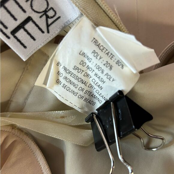 Mori Lee Ecru Beige Classic Crystal Beaded Embellished Full Evening Dress Size 8 - Picture 7 of 15